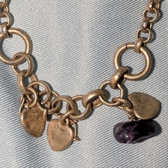 925 Italy Sterling Heart Charm Bracelet 5078 - Picture 2 of 6